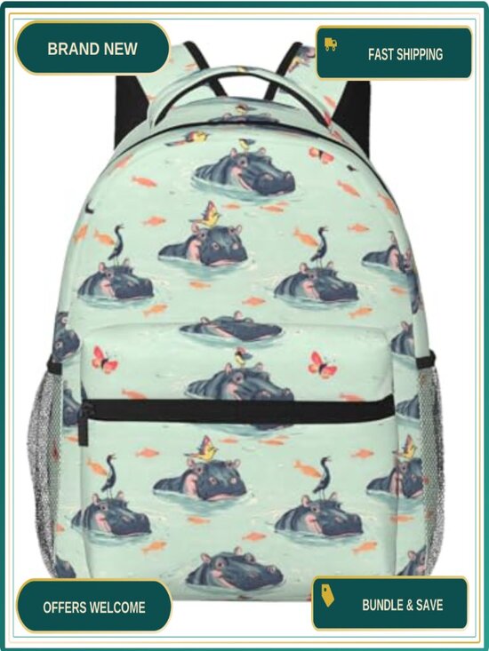 Lightweight Polyester Laptop Backpack Padded Straps for School Travel Hiking